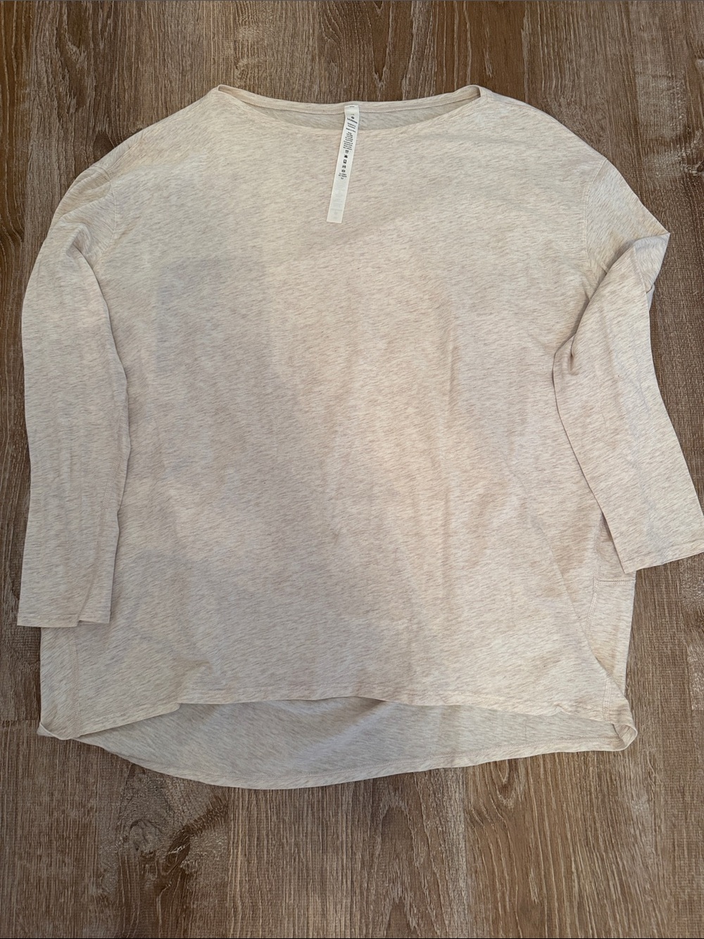 lululemon athletica Back In Action Light Beige Boatneck Long Sleeve Top